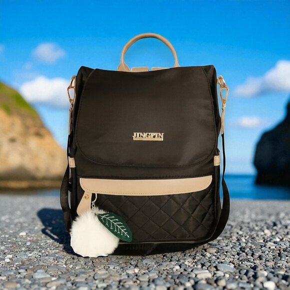 Stylish Black Quilted Waterproof Backpack Versatile & Trendy  display picture 1